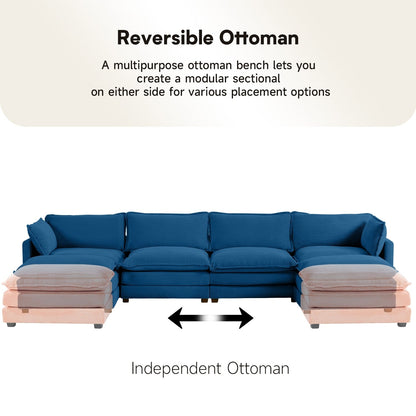 Divano componibile in velluto a coste con pouf rimovibili e cuscini ultra morbidi per soggiorno e camera da letto