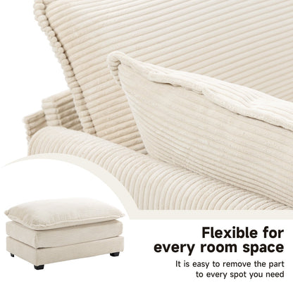 Divano componibile in velluto a coste con pouf rimovibili e cuscini ultra morbidi per soggiorno e camera da letto