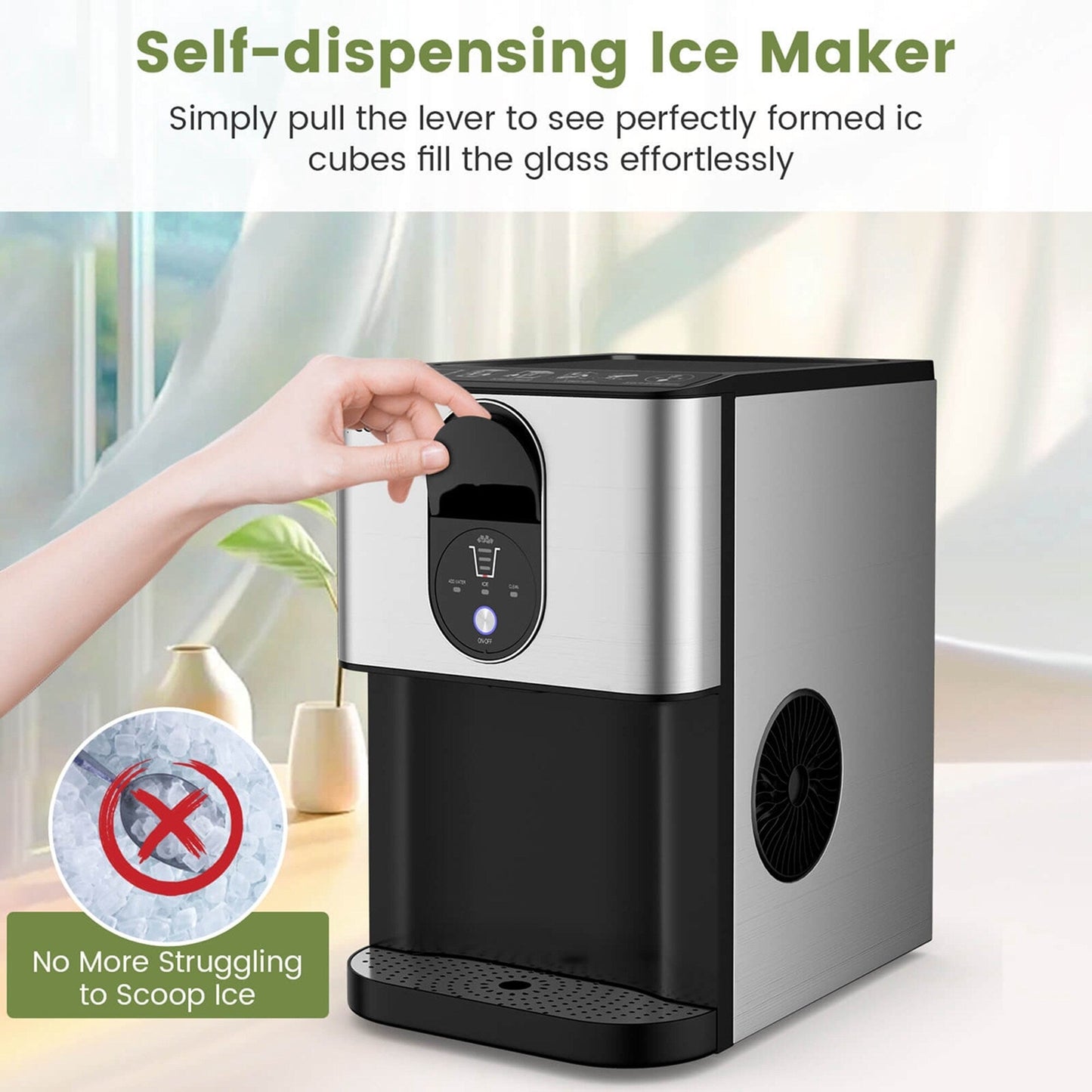 Costway 56 libbre/24 ore Pepple Chewable Countertop Ice Maker con - Vedi dettagli