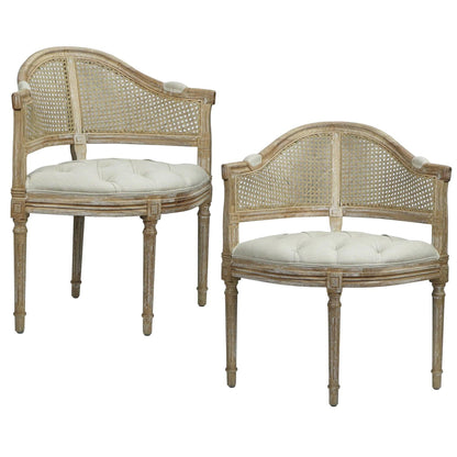 Sedie angolari con schienale curvo in canna - Set di 2