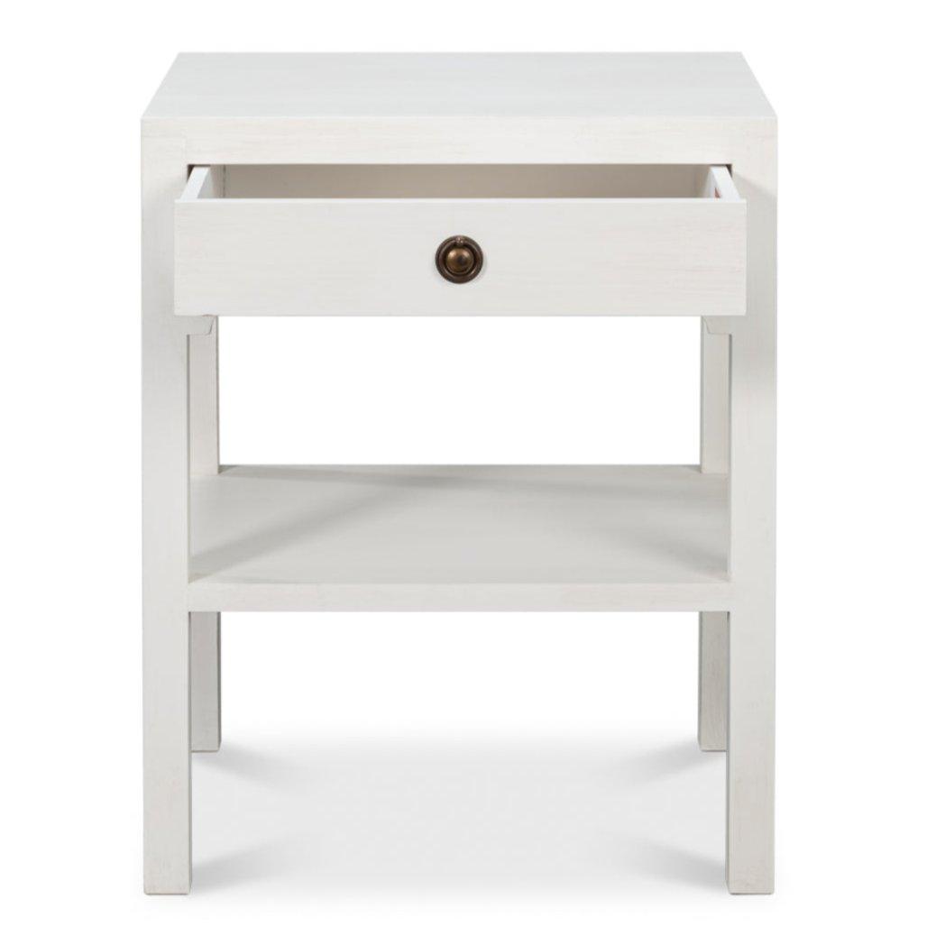 Tavolino laterale con cassetto singolo bianco cottage