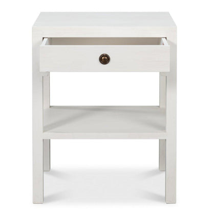 Tavolino laterale con cassetto singolo bianco cottage