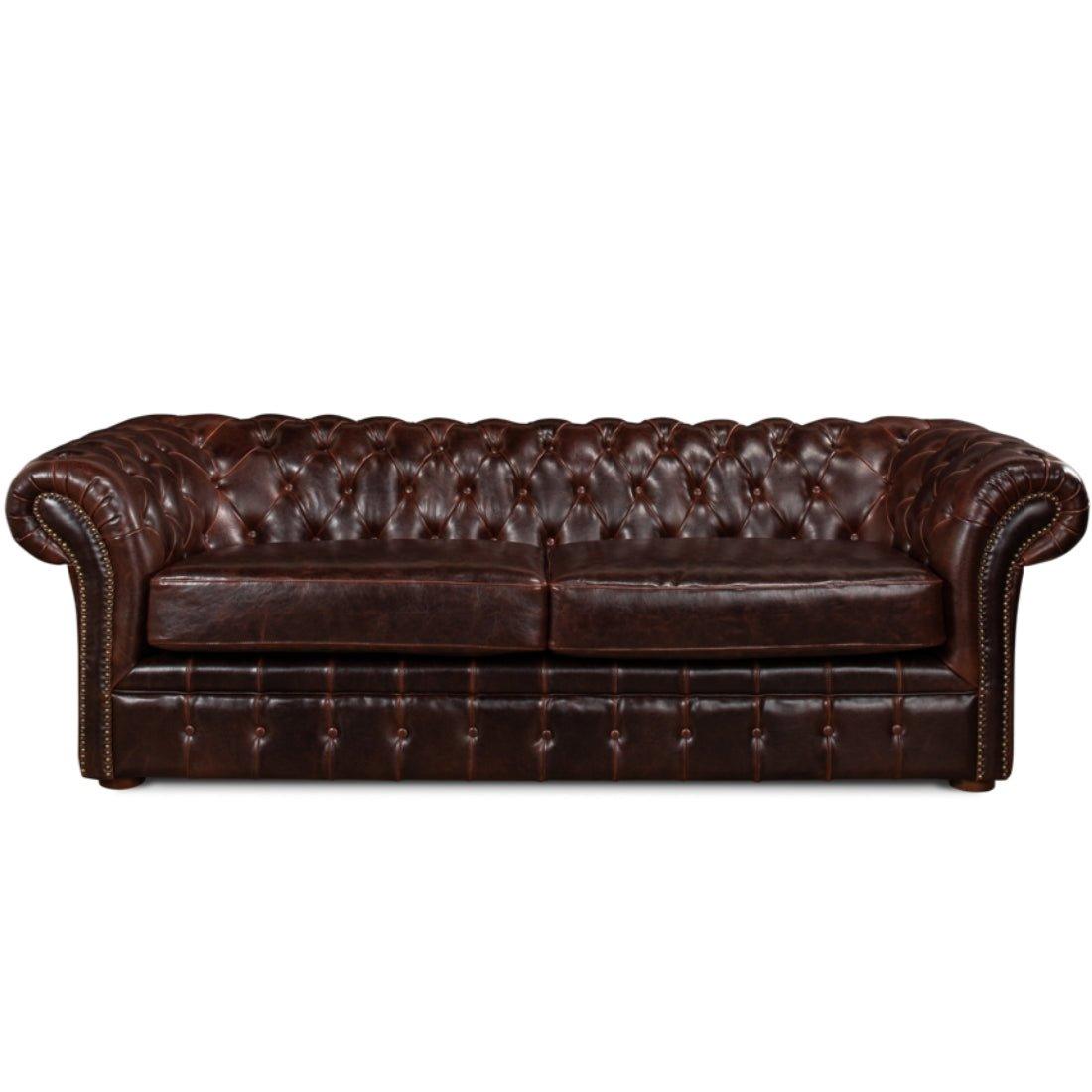 Lussuoso divano Chesterfield in pelle marrone