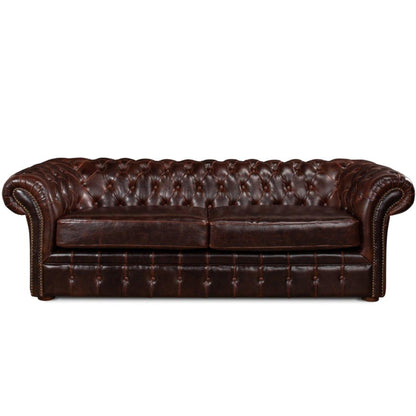 Lussuoso divano Chesterfield in pelle marrone