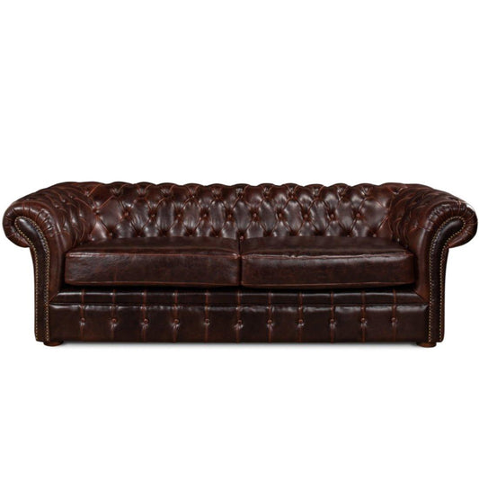 Lussuoso divano Chesterfield in pelle marrone