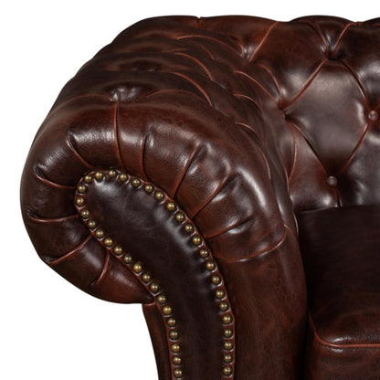 Lussuoso divano Chesterfield in pelle marrone