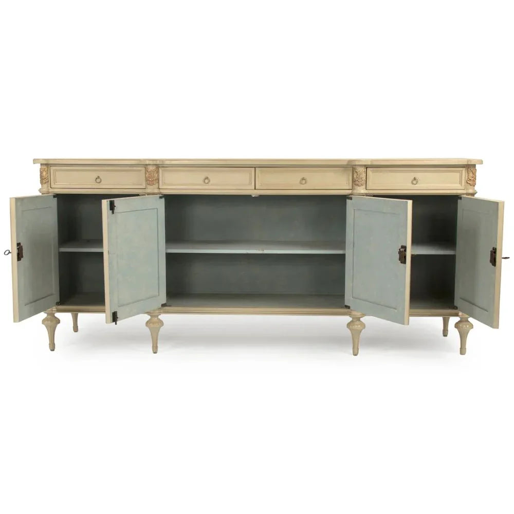 Buffet in stile francese intagliato color crema