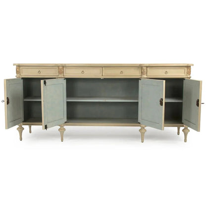 Buffet in stile francese intagliato color crema