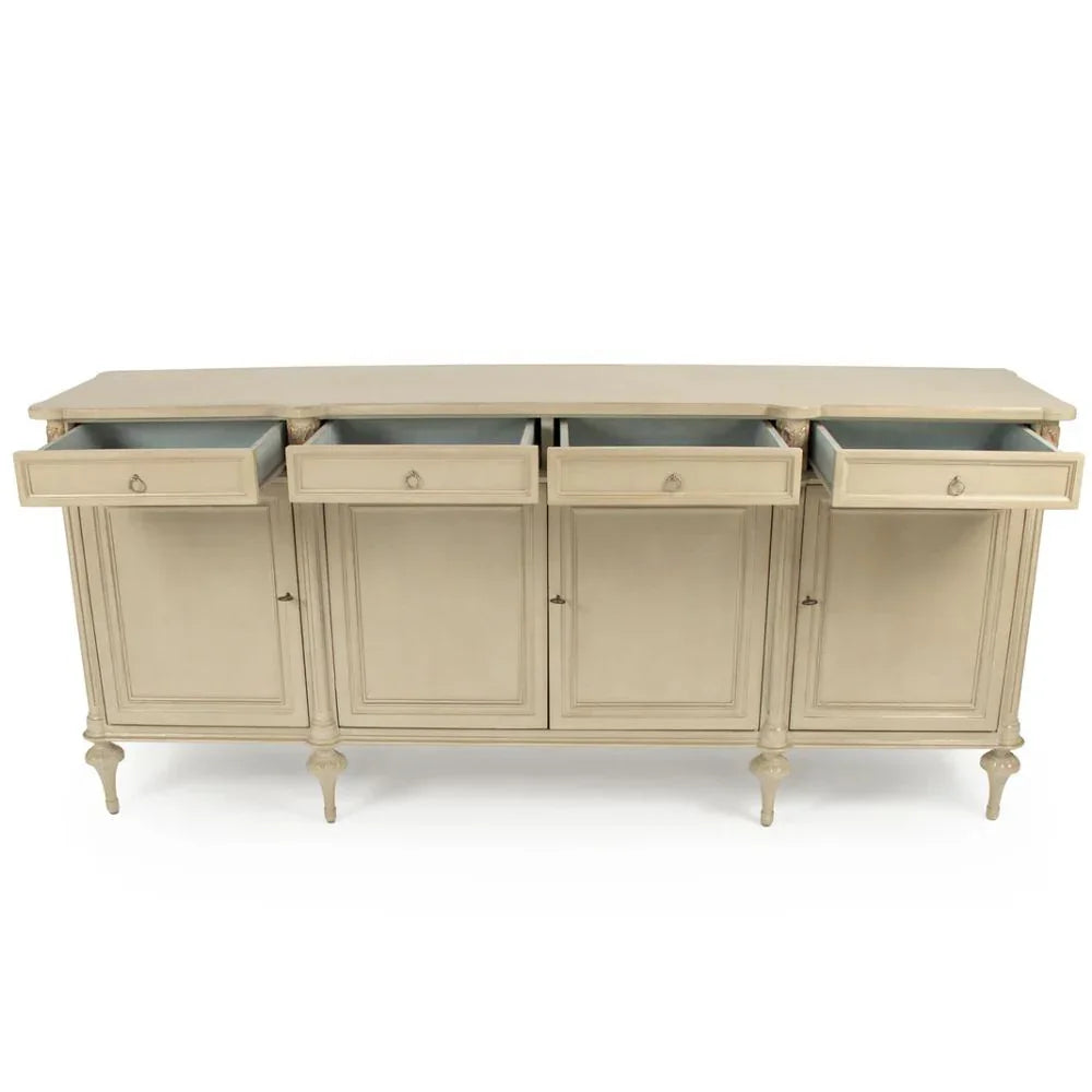 Buffet in stile francese intagliato color crema