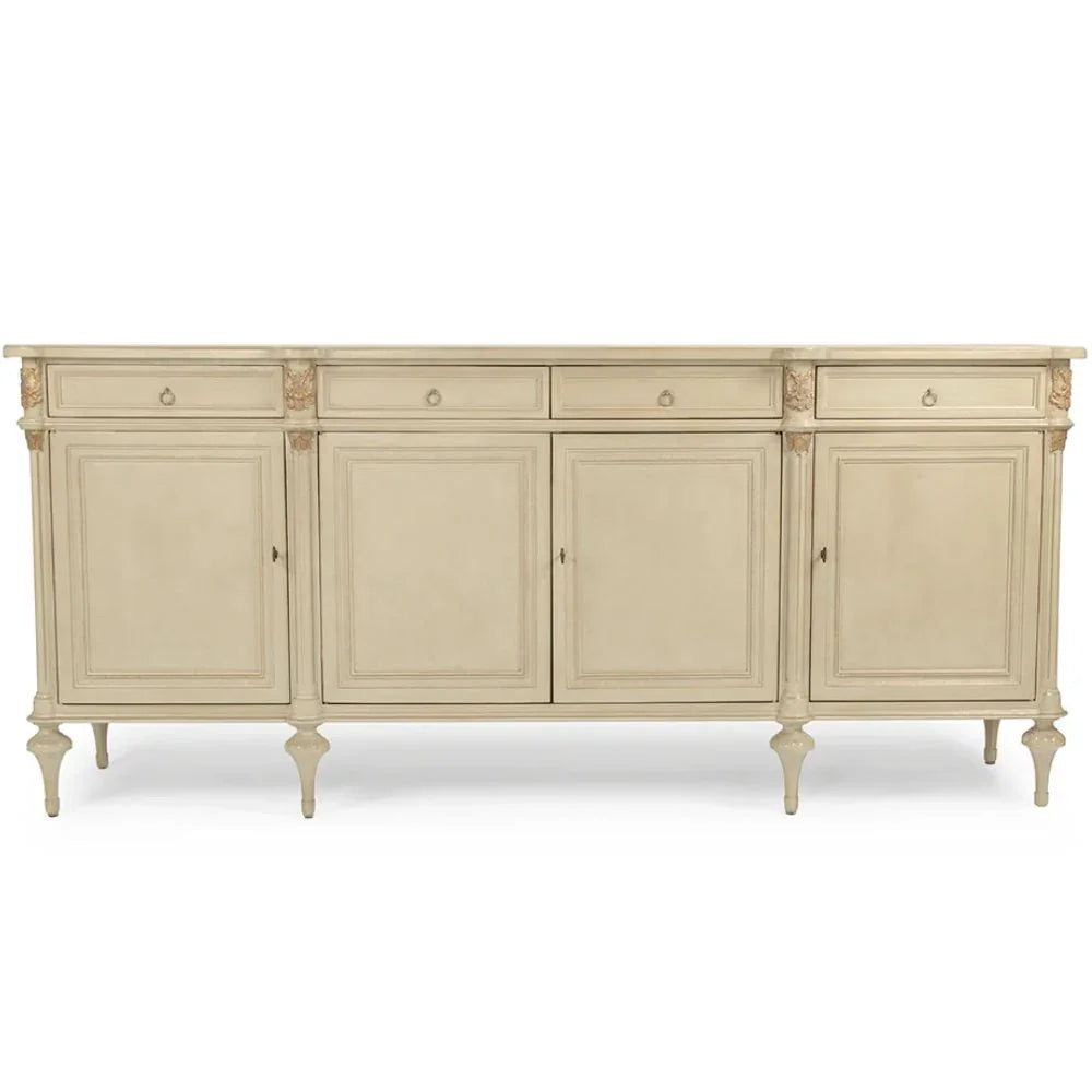 Buffet in stile francese intagliato color crema
