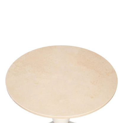 Tavolo da bistrot con piano in travertino bianco
