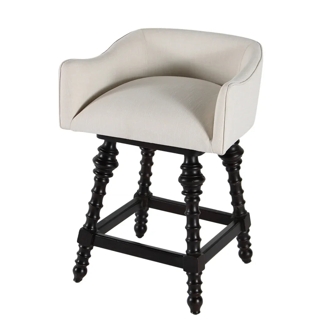 Sgabello da bar girevole con gambe tornite