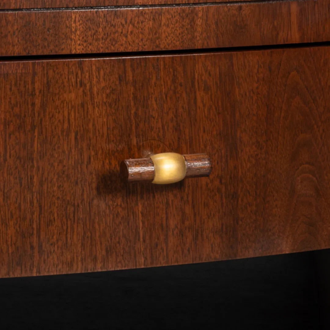 Tavolino da caffè rotondo in noce scuro