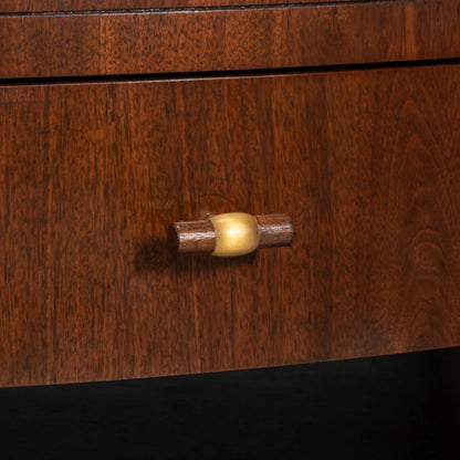 Tavolino da caffè rotondo in noce scuro