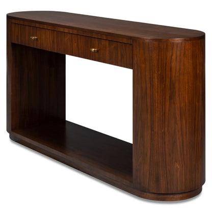 Tavolo consolle oblungo in noce scuro