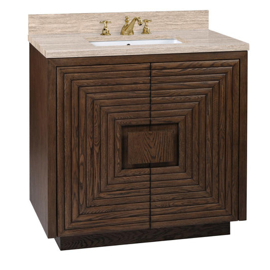 Mobiletto geometrico marrone scuro con lavabo sottotop