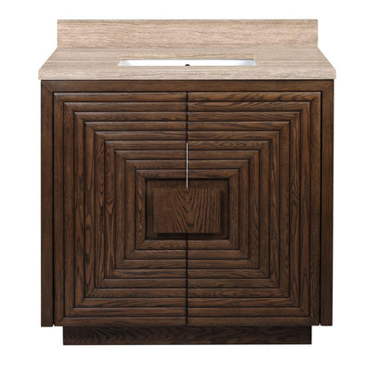 Mobiletto geometrico marrone scuro con lavabo sottotop