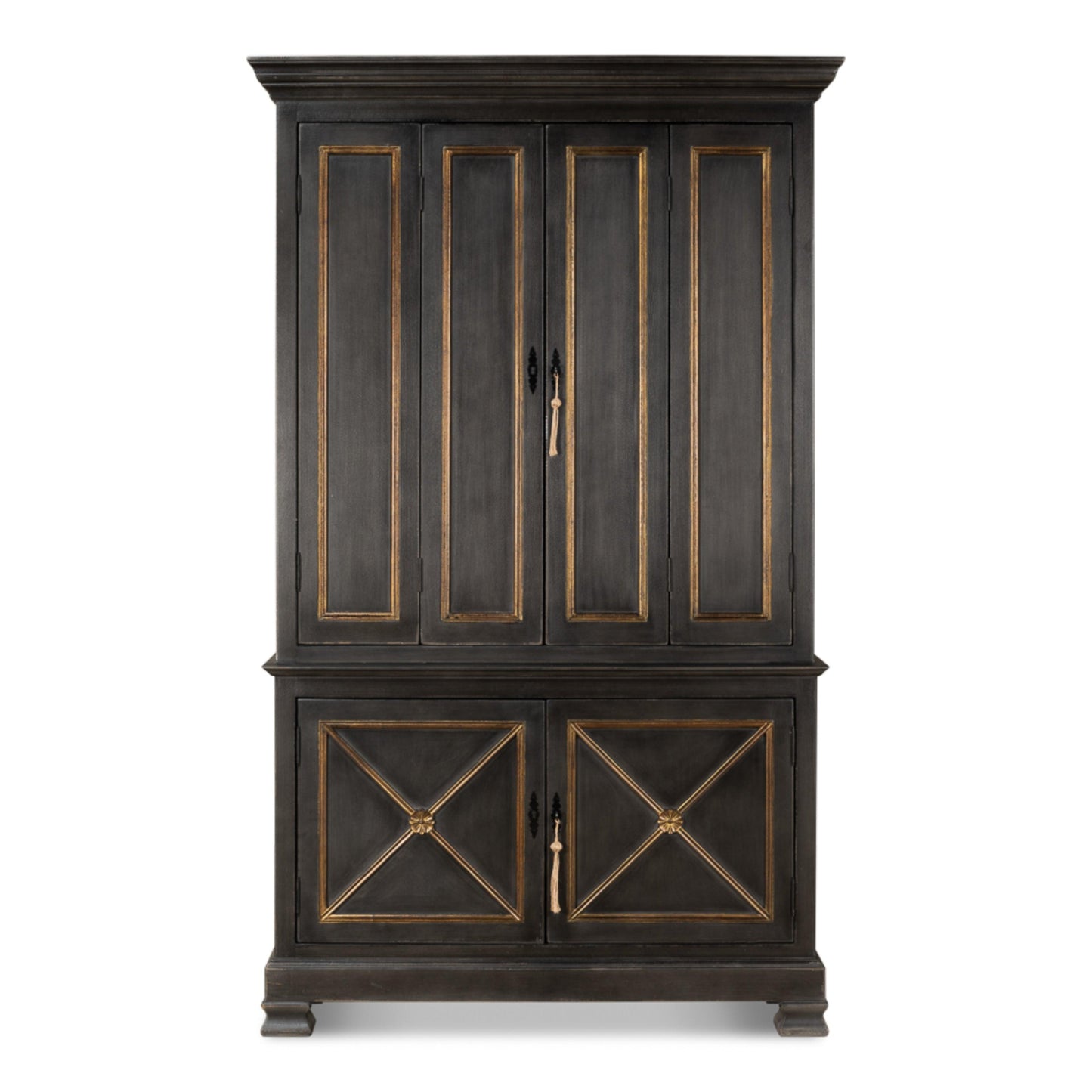 Mobiletto Directoire con finiture color carbone e oro