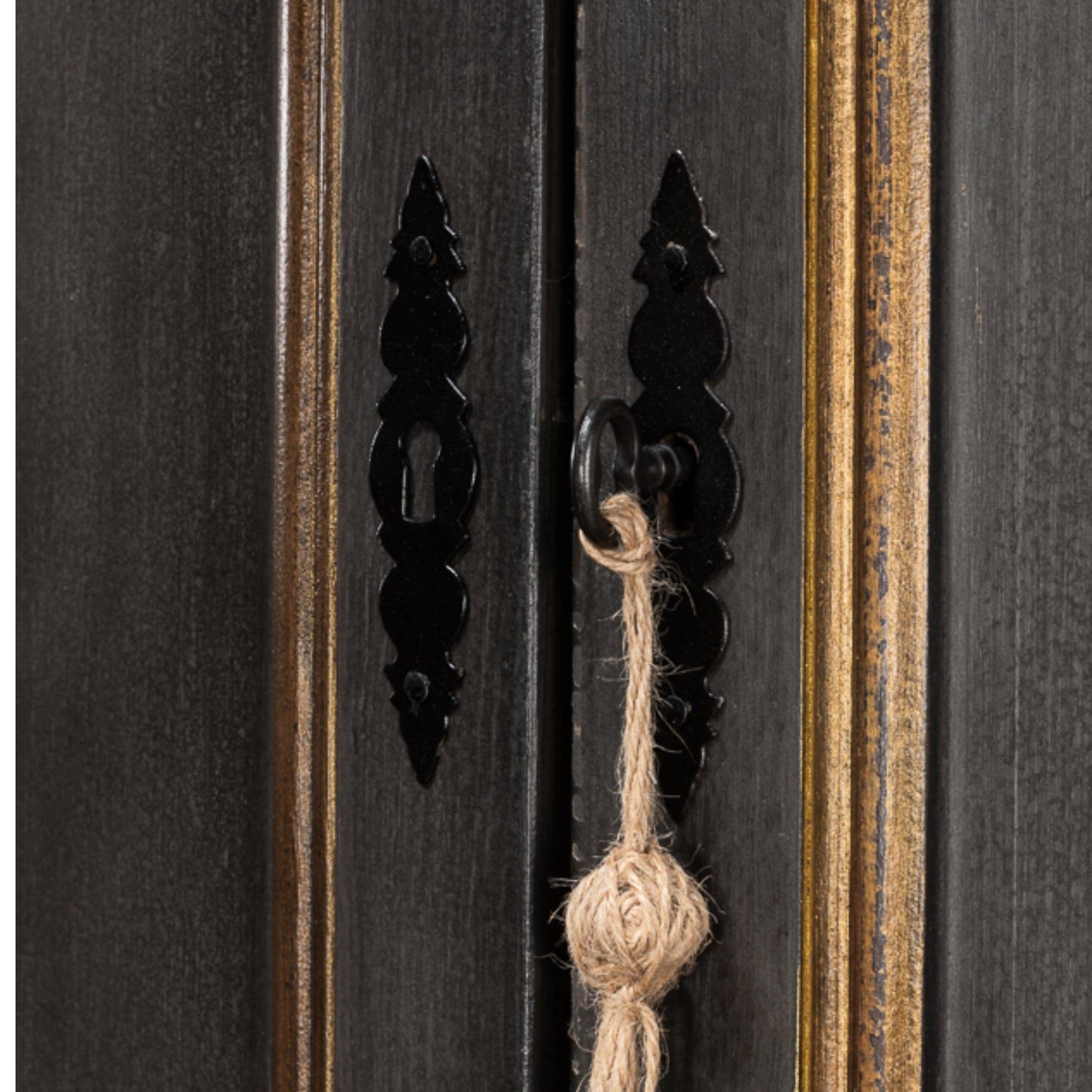 Mobiletto Directoire con finiture color carbone e oro