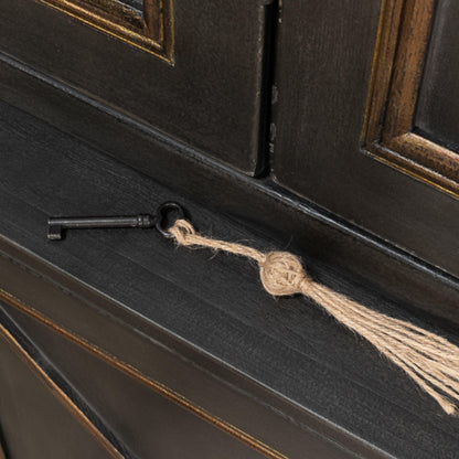 Mobiletto Directoire con finiture color carbone e oro