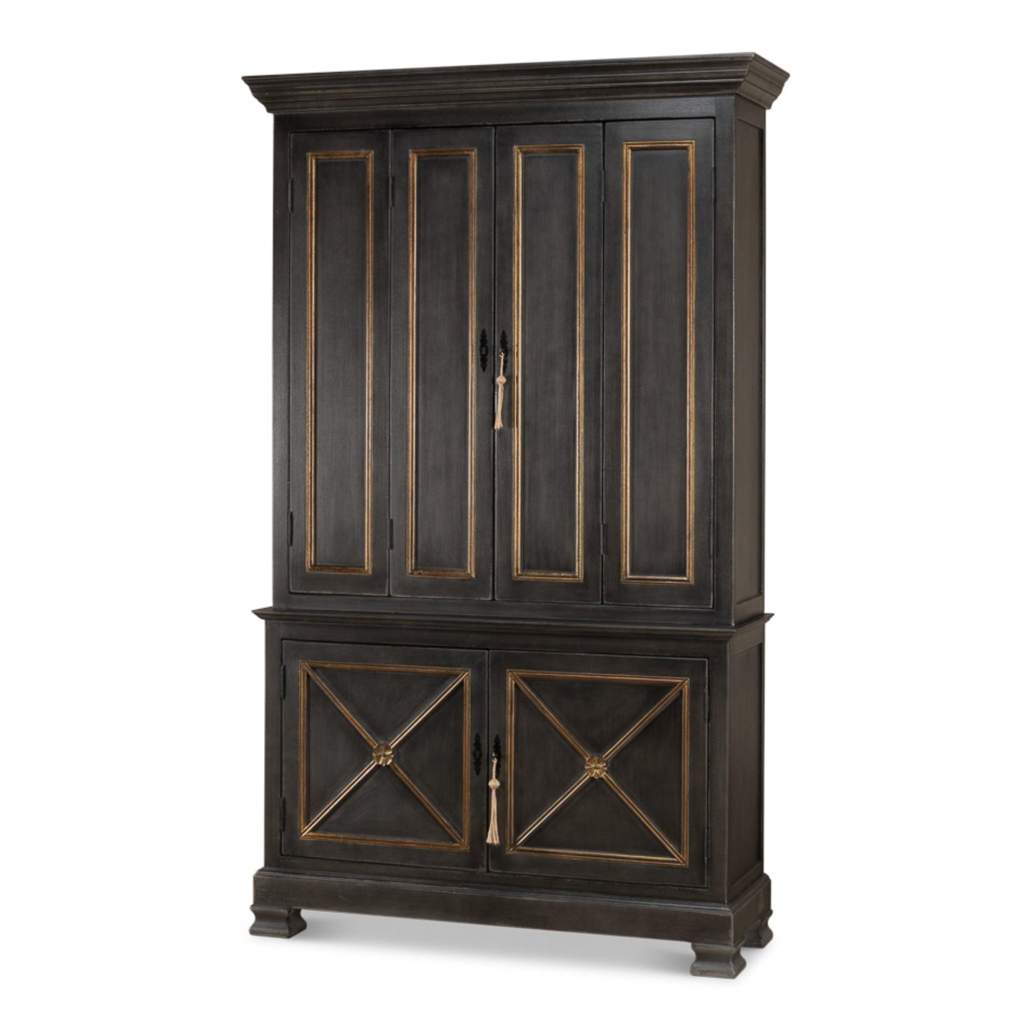 Mobiletto Directoire con finiture color carbone e oro