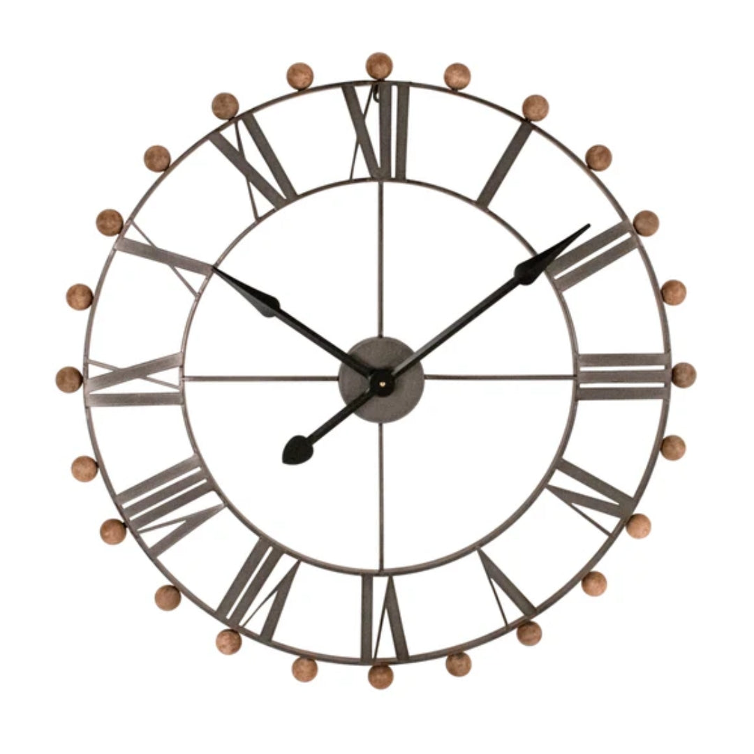 Orologio da parete rustico in bronzo anticato con numeri romani