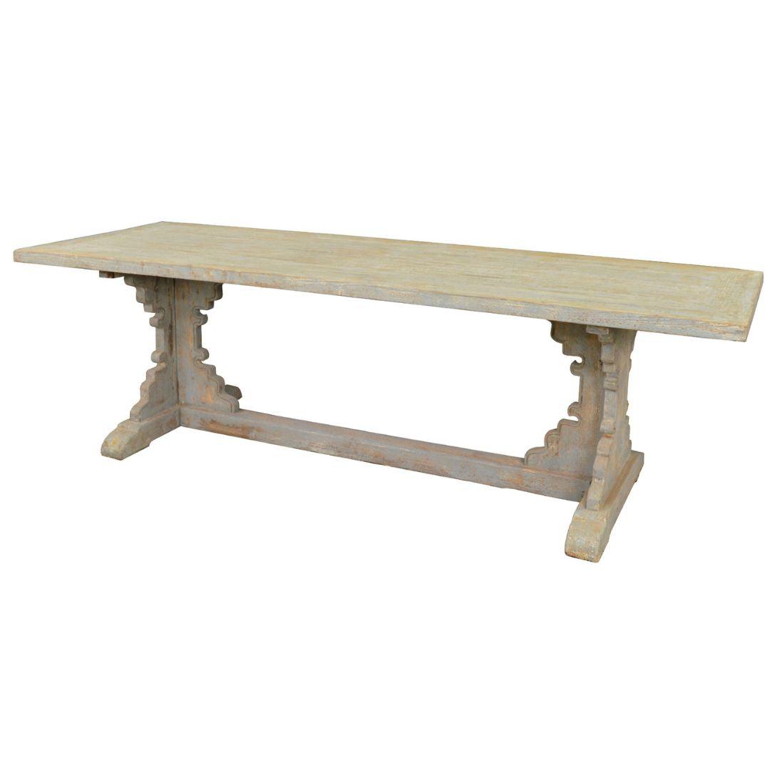 Tavolo da pranzo europeo azzurro anticato