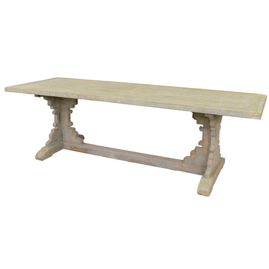 Tavolo da pranzo europeo azzurro anticato