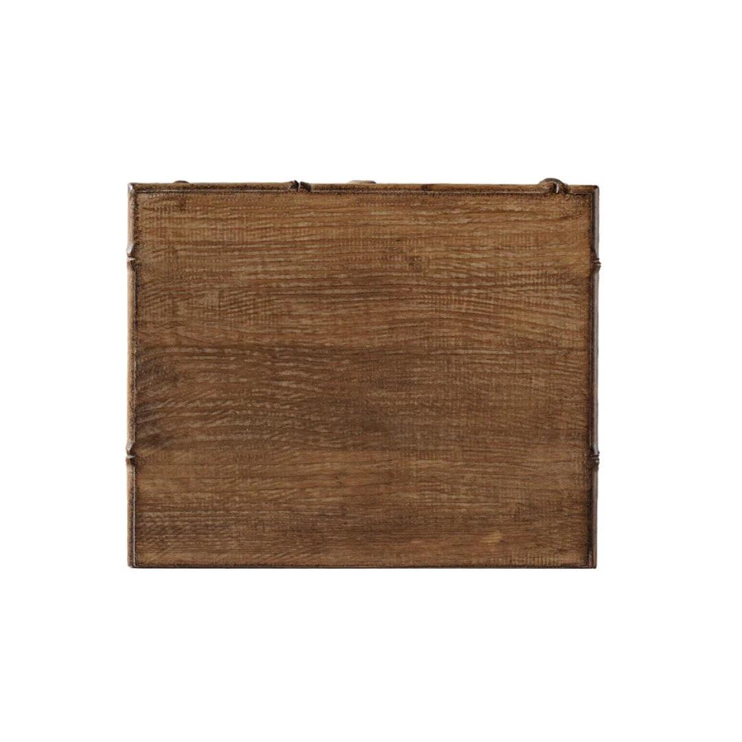 Comodino in finto bambù con finitura naturale anticata