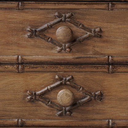 Comodino in finto bambù con finitura naturale anticata