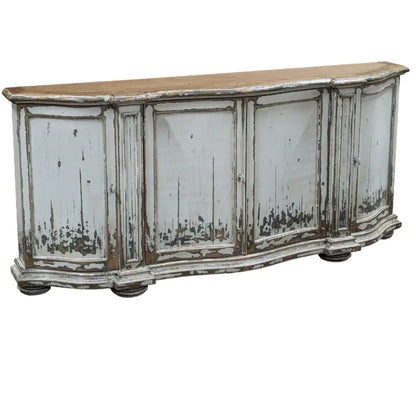 Credenza a mezzaluna rustica bianca in stile fattoria francese
