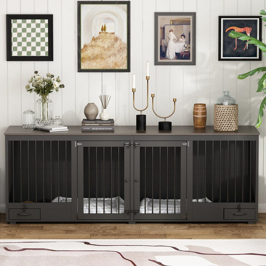 Mobili per cuccia per cani - Cuccia in legno per cani con divisorio e 2 cassetti