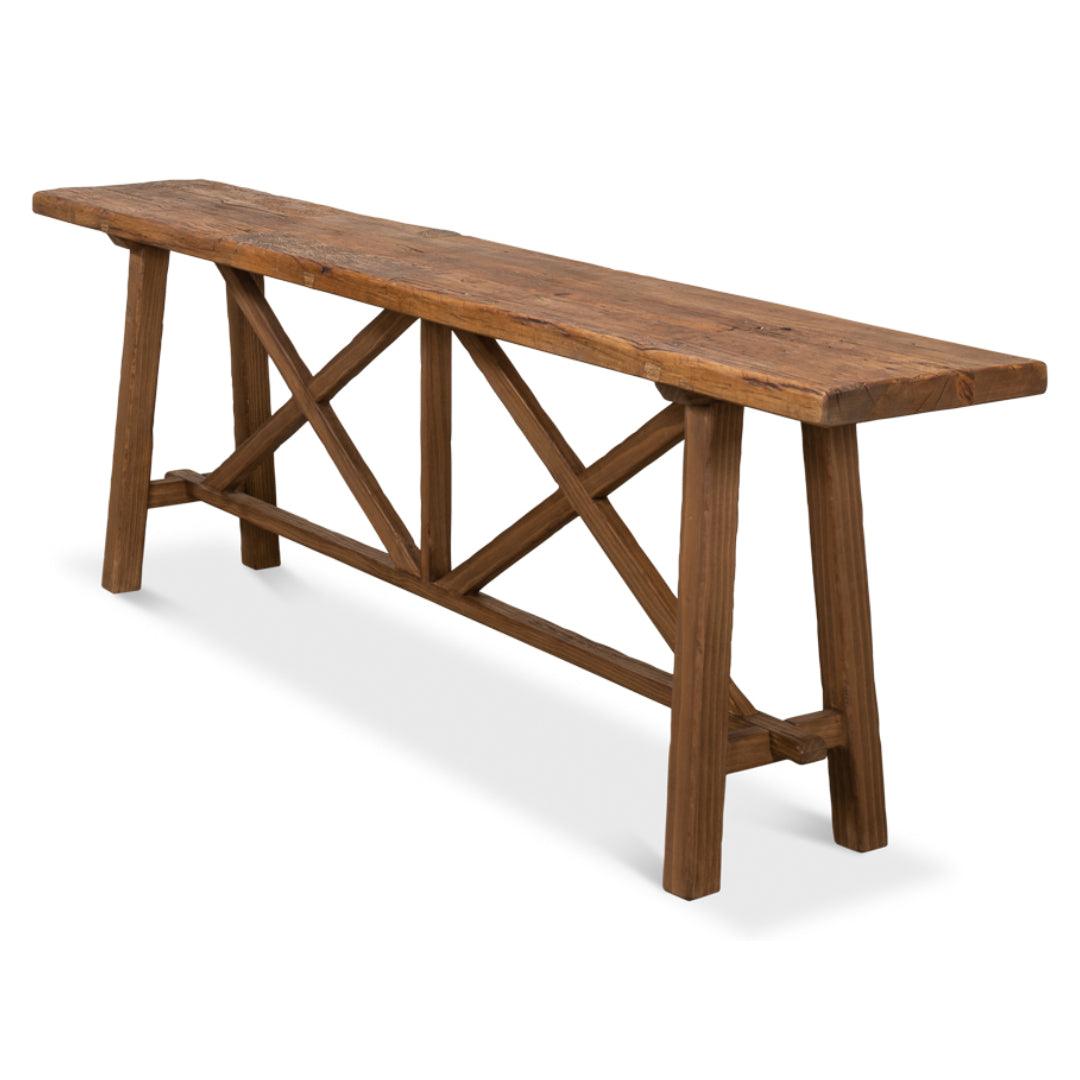 Tavolino da divano marrone con base a doppia X