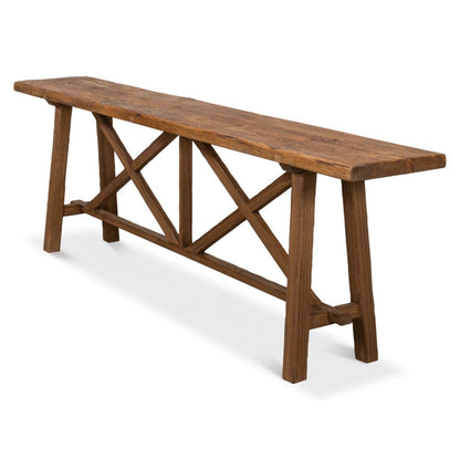 Tavolino da divano marrone con base a doppia X