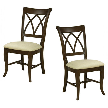 Sedia da pranzo imbottita in legno massello con schienale a doppia X