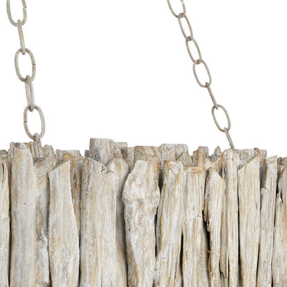 Lampadario ad anello in legno naturale galleggiante