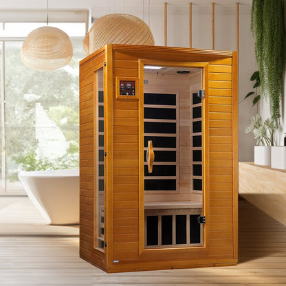 Sauna a infrarossi lontani a basso campo elettromagnetico Dynamic Saunas Andora per 2 persone, in legno di cicuta canadese