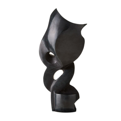 Scultura astratta dinamica in marmo nero