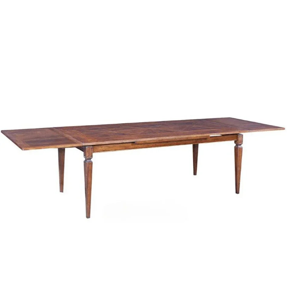 Tavolo da pranzo francese estensibile con piano in parquet