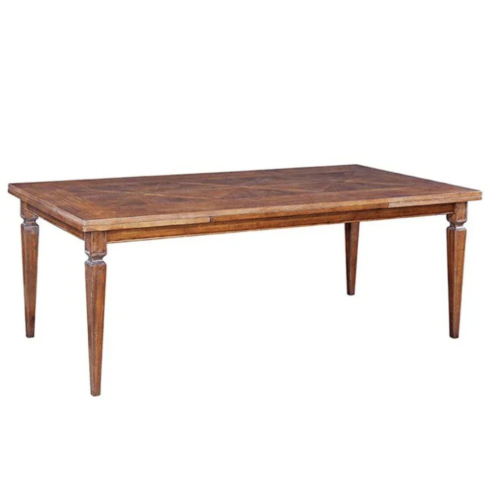 Tavolo da pranzo francese estensibile con piano in parquet