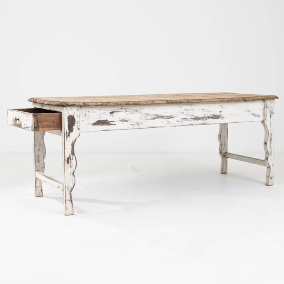 Tavolo antico da fattoria francese, circa 1870