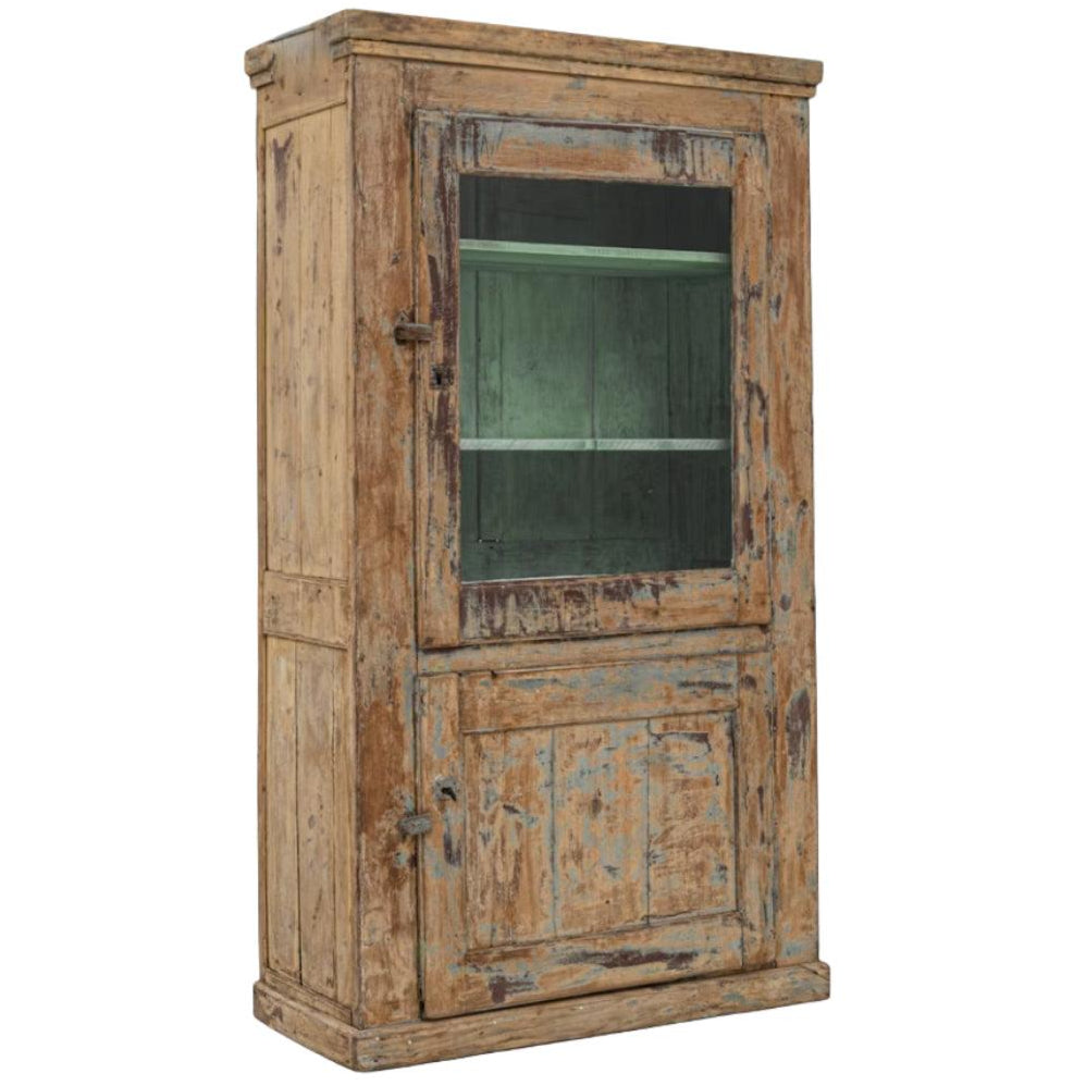 Mobile antico da fattoria francese marrone e verde, circa 1870