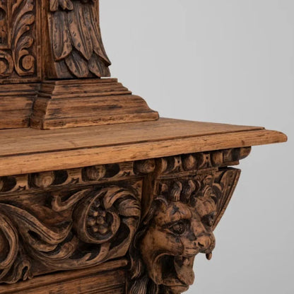 Credenza in quercia belga intagliata a mano, circa 1860