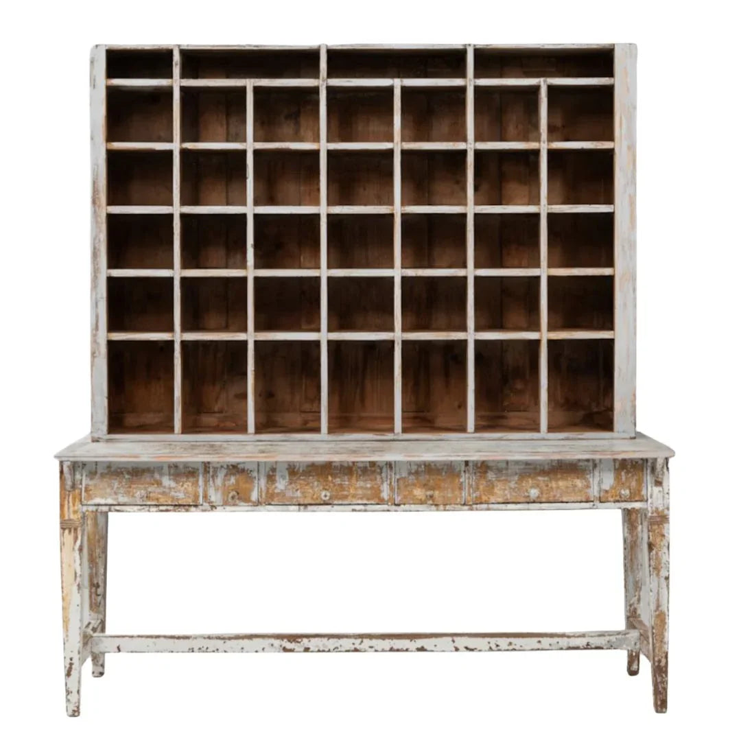 Mobiletto antico da farmacia francese rustico, circa 1870