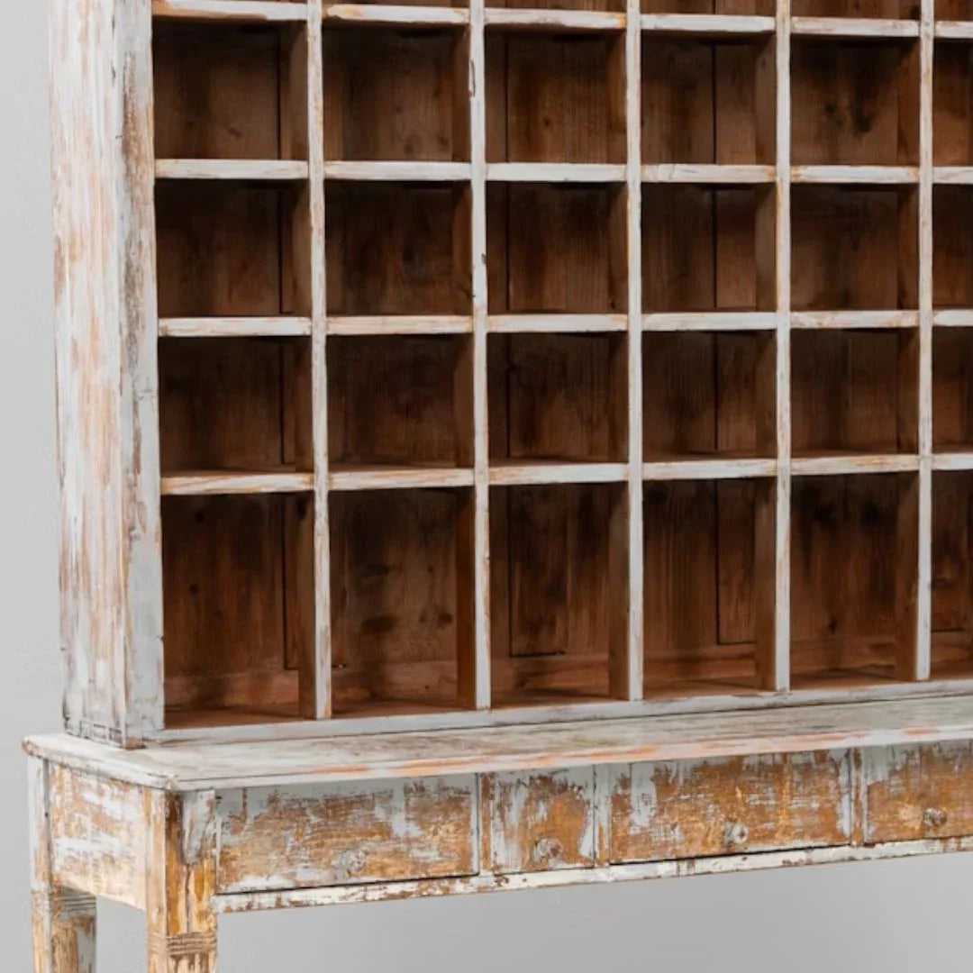 Mobiletto antico da farmacia francese rustico, circa 1870