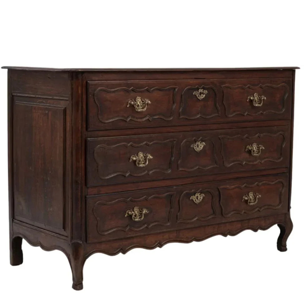 Comò antico francese in noce con ferramenta in ottone, circa 1879