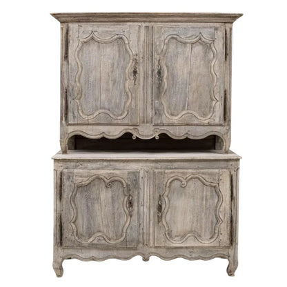 Buffet a due corpi in rovere francese con interni blu, 1820 circa