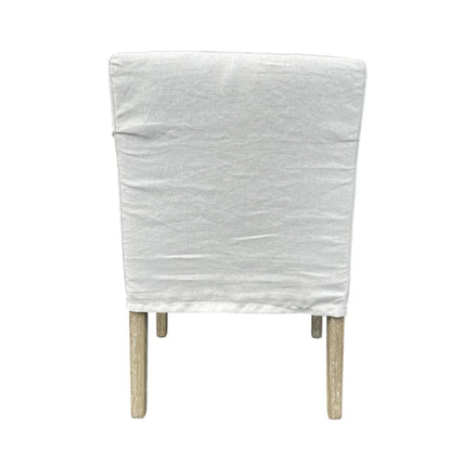 Poltrona da pranzo rivestita in lino écru