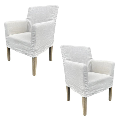 Poltrona da pranzo rivestita in lino écru