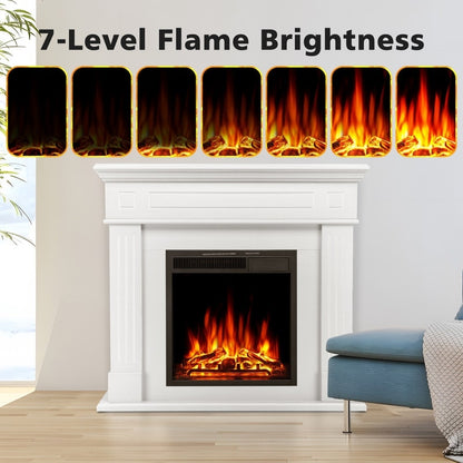 Camino elettrico con cornice in legno, focolare, telecomando